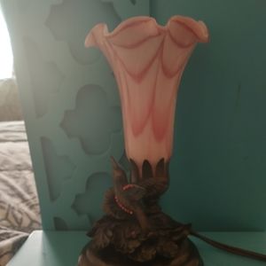Vintage Glass Lamp with Hummingbird